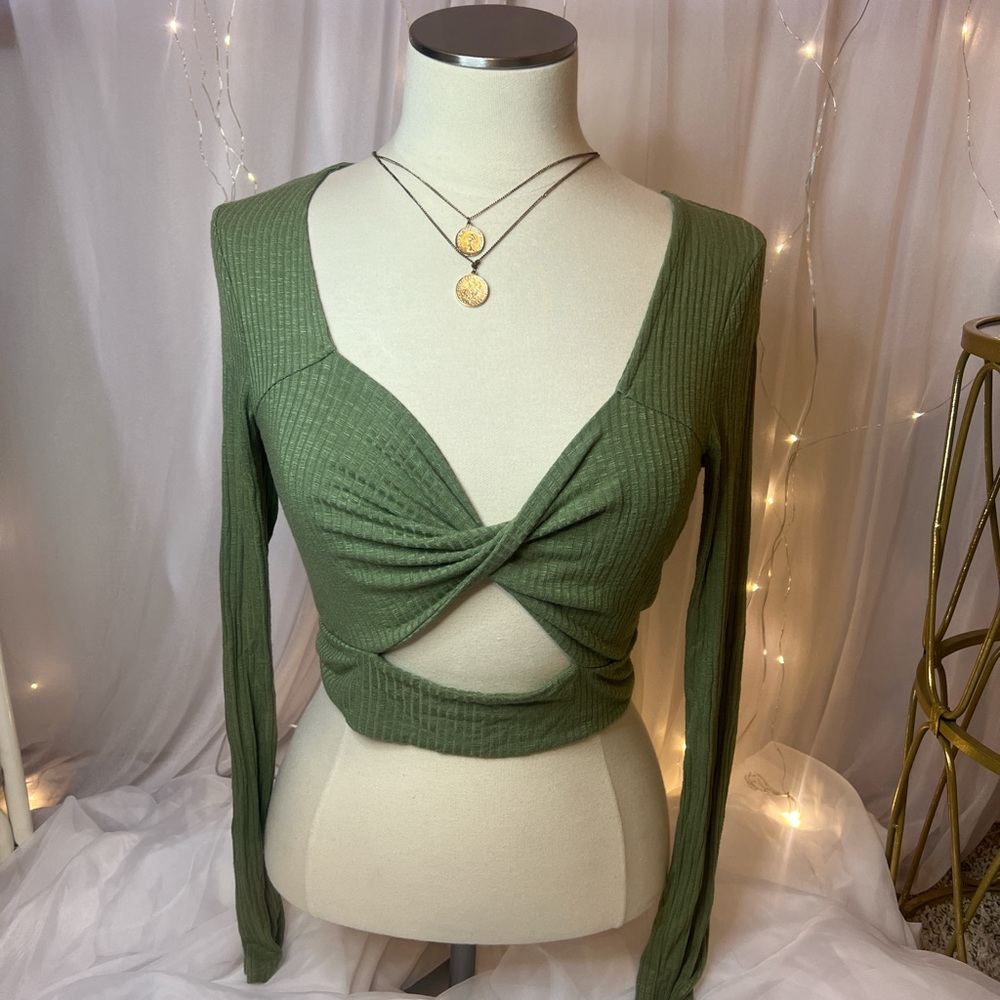 Windsor Olive Green Ribbed Crop Top